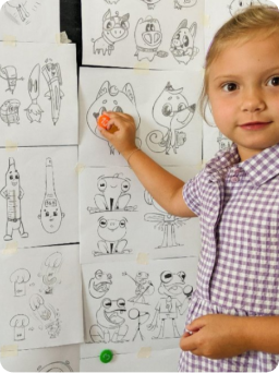 Ukrainian workshop — a girl sketching new character designs